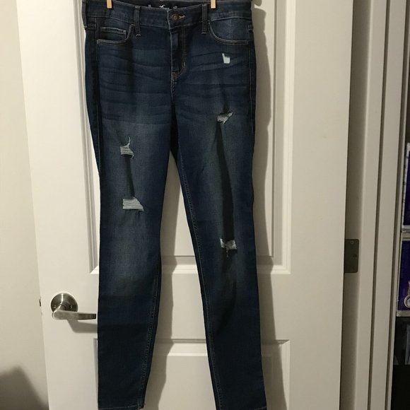 Hollister Jeans Junior Mid Rise Super Skinny Classic Stretch Destroyed 9R 29X30 - Picture 1 of 4